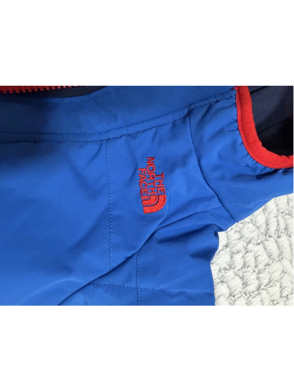 The North Face Hooded Full Zip One-Piece Snowsuit Blue/Red 3-6 Months - Picture 6 of 8